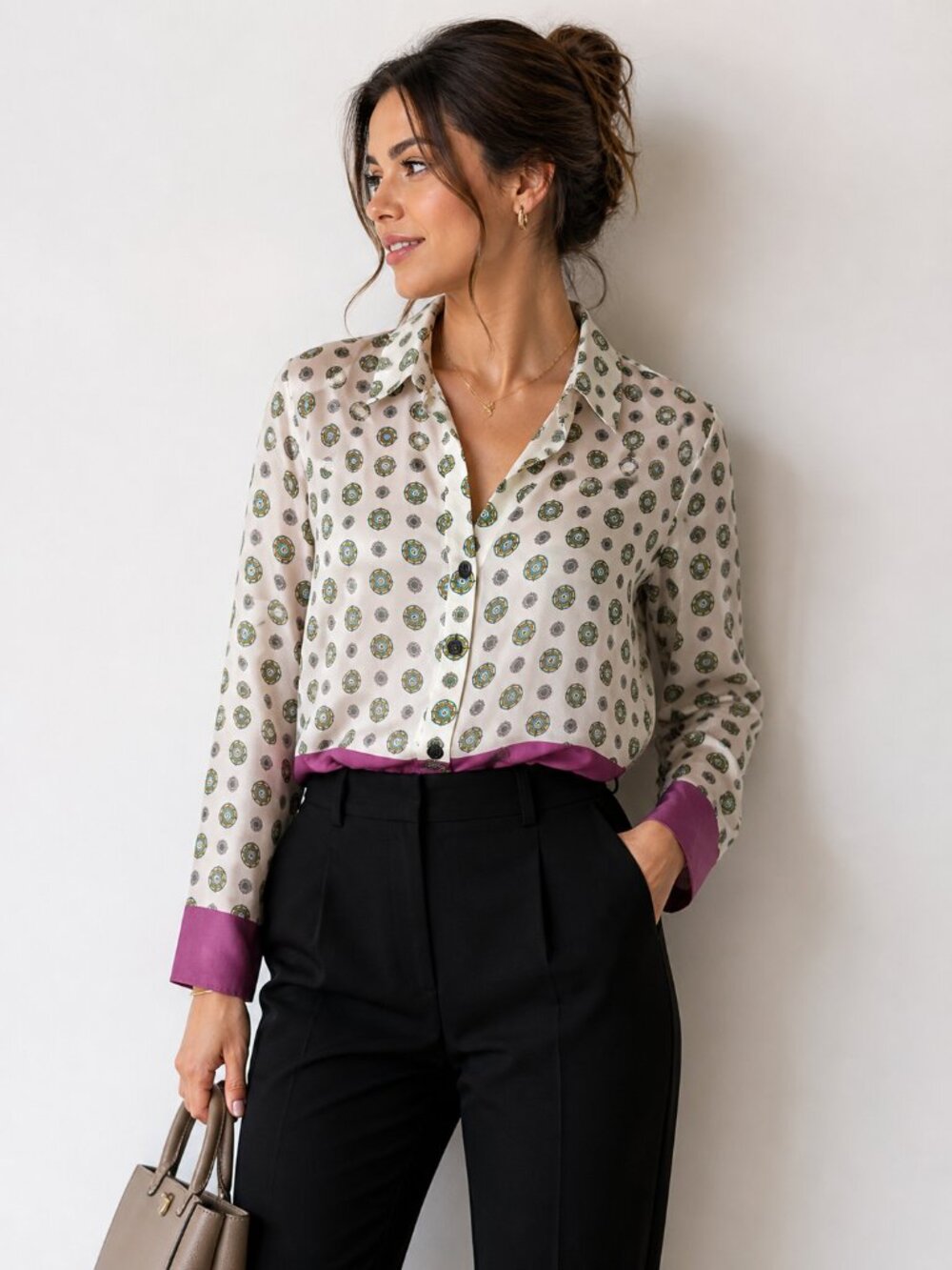 ZARA Sheer Printed Blouse | Medallion Pattern | Lightweight Polyester Top | Size